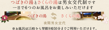 つばきの湯とさくらの湯は男女交代制です